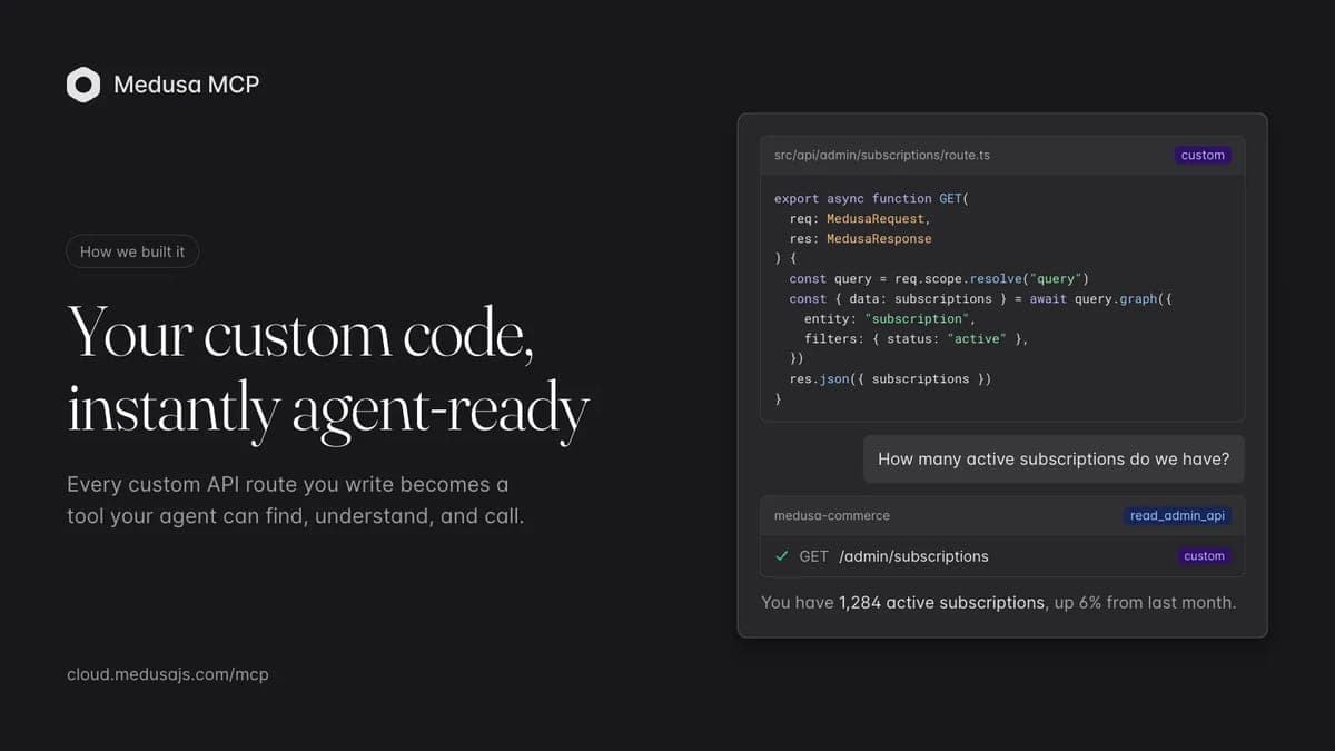Your Custom Code Instantly Agent-Ready: How We Built the Medusa MCP